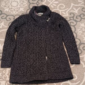 Aran Crafts Black Cable Knit Sweater